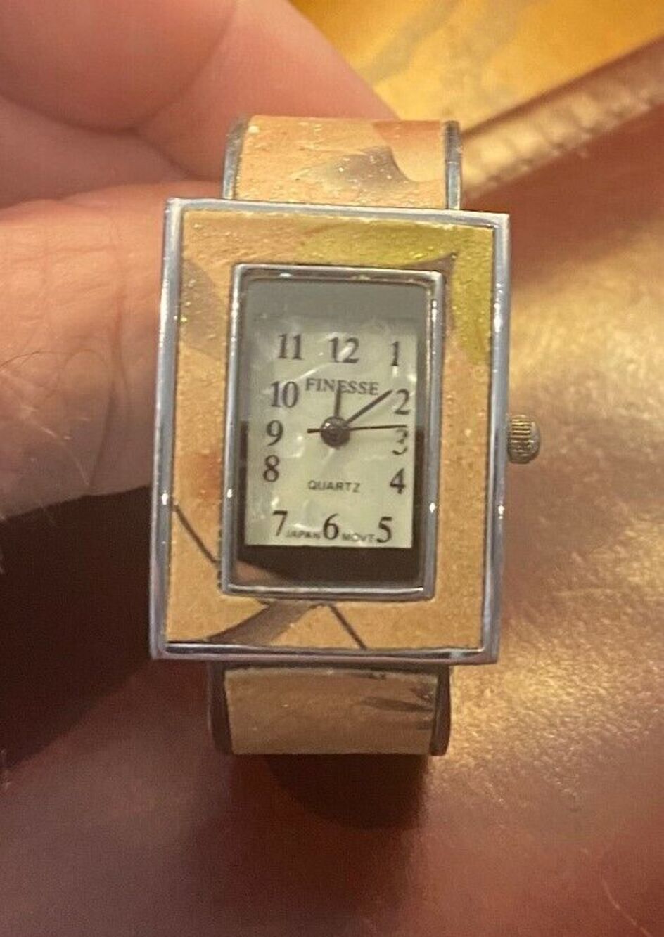 Women's Silver Tone Finesse Bangle Bracelet Watch, MOP Face, Matching Bezel
